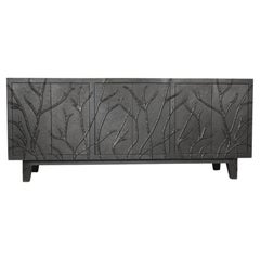 Hollywood Regency Credenza, Antiqued White Bronze Twig Metal