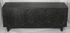 Hollywood Regency Credenza, Antiqued White Bronze Twig Metal