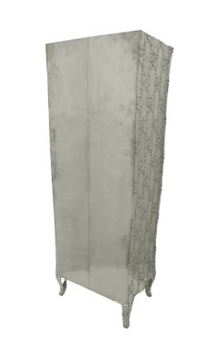 Metal Clad Semainier, White Bronze Louise Tall Chest