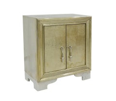 Luxury Nightstand, Brass Carre Metal Clad Bedside