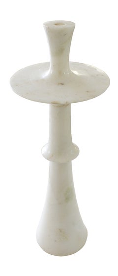 Ensemble de bougeoirs Hollywood Regency, marbre blanc