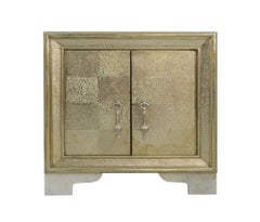 Hollywood Regency Nightstand, Brass Carre Metal