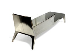 Chaise Louise, revêtement en métal blanc brillant de couleur bronze
