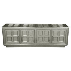 Art Deco Credenza, White Bronze Coffre Metal Clad
