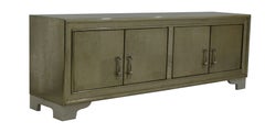Brass Carre Credenza, Metal Clad Storage Cabinet