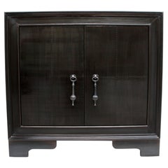 Luxury Nightstand, White Bronze Carre Metal Clad Bedside