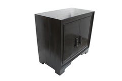 Luxury Nightstand, White Bronze Carre Metal Clad Bedside