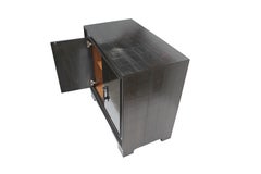 Handmade White Bronze Nightstand, Carre Metal Clad
