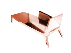 Chaise longue in stile Hollywood Regency, rame lucido