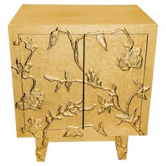 Luxury Nightstand (24", Fine Hammered), Hand-Embossed Floral Metal Clad