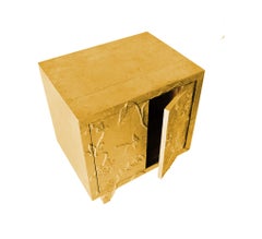 Luxury Nightstand (24", Fine Hammered), Hand-Embossed Floral Metal Clad