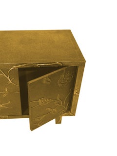 Metal Clad Nightstand (28", Med. Hammered), Floral Embossed Metal Panel