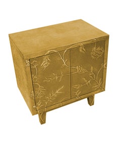 Luxury Nightstand (28", Med. Hammered), Hand-Embossed Floral Metal Clad