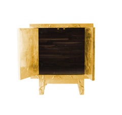 Table de chevet moderne « Organic » (24", finition martelée), table de chevet recouverte de métal à motifs floraux