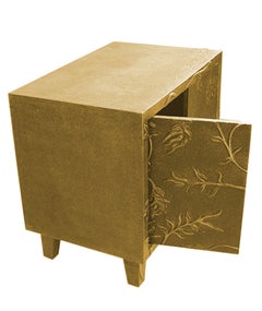 Organic Modern Nightstand (28", Med. Hammered), Floral Metal Clad Bedside