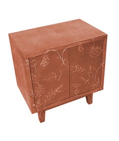 Floral Nightstand (28", Med. Hammered), Metal Clad Embossed Bedside Cabinet