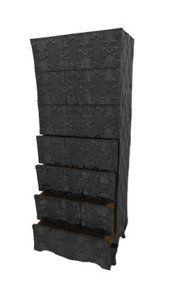 Louise Semainier, Antiqued White Bronze Metal Clad Seven Drawers