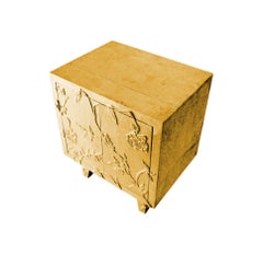 Floral Nightstand (24", Fine Hammered), Metal Clad Embossed Bedside Cabinet