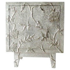 Art Deco Nightstand (24", Fine Hammered), Floral Metal Clad Bedside