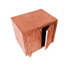 Art Deco Nightstand (24", Fine Hammered), Floral Metal Clad Bedside
