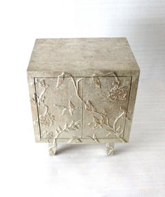 Luxury Nightstand (24", Fine Hammered), Hand-Embossed Floral Metal Clad