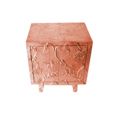 Luxury Nightstand (24", Fine Hammered), Hand-Embossed Floral Metal Clad