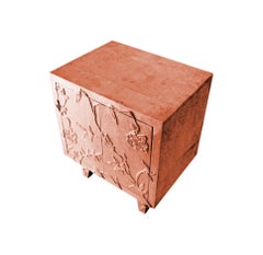 Table de chevet moderne « Organic » (24", finition martelée), table de chevet recouverte de métal à motifs floraux