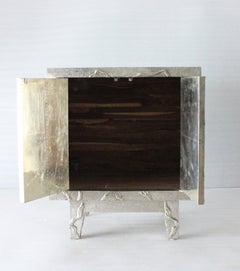 Embossed Floral Nightstand (24", Fine Hammered), Metal Clad Bedside