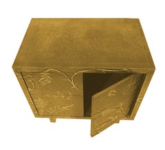 Floral Nightstand (28", Med. Hammered), Metal Clad Embossed Bedside Cabinet