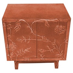 Luxury Nightstand (28", Med. Hammered), Hand-Embossed Floral Metal Clad