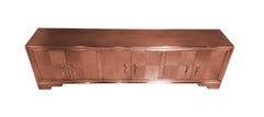 Copper Carre Credenza (96"), Metal Clad Diagonal Hammered Sideboard