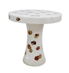Moderner Marmortisch mit „Pansy“-Intarsien in Pietra-Dura-Technik