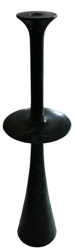 Marble Candlestick, Green Plate Base Stone Column