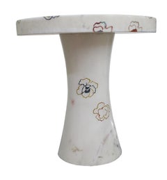 Contemporary Marble Table, Roses Pietra Dura Inlay