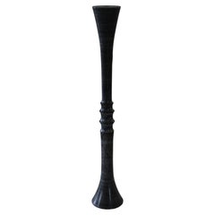 Black Marble Candlestick, Fluted Column Candle Holder
