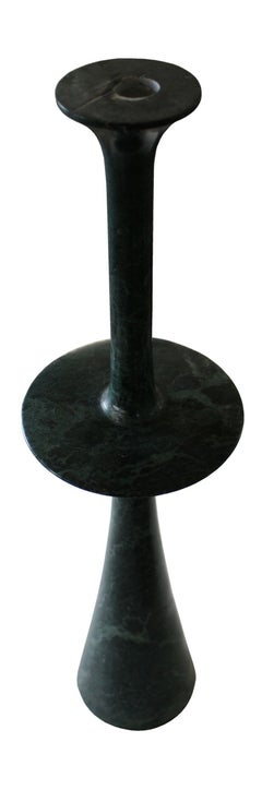 Organic Modern Candlestick, Green Marble Plate