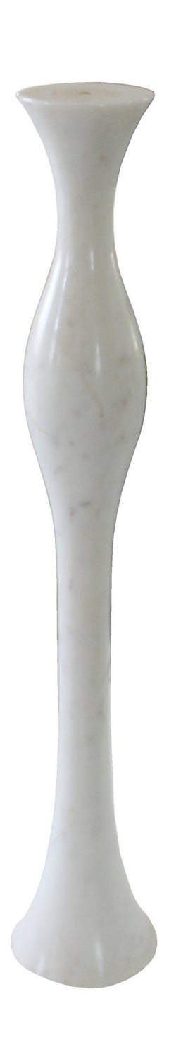 Candelabro contemporáneo de mármol, blanco y con forma ovoide