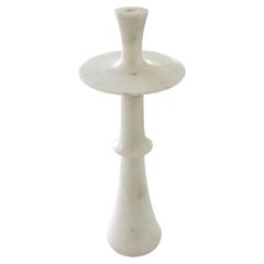 Marble Candlestick, White Marble Plate Base Stone Column