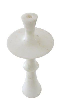 Luxury White Marble Candlestick, Plate Base Stone Form