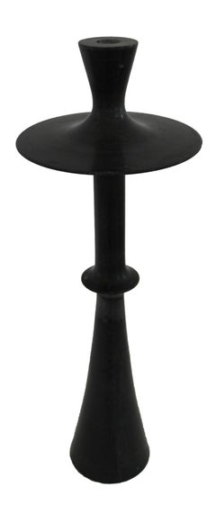 Organic Modern Candlestick, Black Marble Plate Base