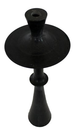Handmade Black Marble Candlestick, Plate Base Stone
