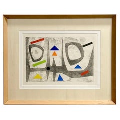 J.J. McVicker Collage Abstracto Original de Bloques de Madera c1960s