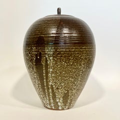 Vasija de cerámica japonesa vintage con tapa c1970s