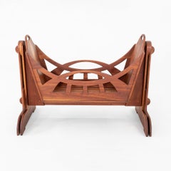 1990s Studio Craft Sculpted Cherry Wood Cradle / Bassinet after Sam Maloof