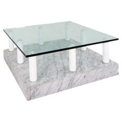 1983 Ettore Sottsass for Knoll Central Park Marble Coffee Table, Marble & Glass