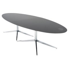 1990s Custom Florence Knoll Black Marble Oval Dining Table