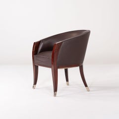 C. 1940s Andre Domin & Marcel Genevriere Vanity Lounge Chair in Leather
