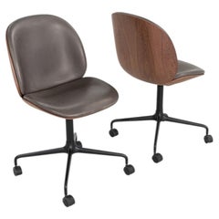 Set of 2024 GamFratesi for GUBI Beetle Chairs with Upholstery & Walnut Shell
