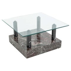 C. 1983 Ettore Sottsass, Knoll Central Park Marble Coffee Table with Glass Top