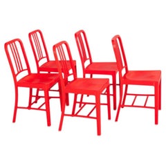 2020s Set of Five Coca Cola for Emeco 111 Navy Chairs in Red